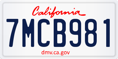 CA license plate 7MCB981