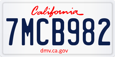 CA license plate 7MCB982