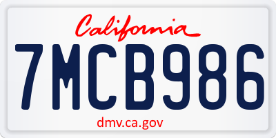 CA license plate 7MCB986