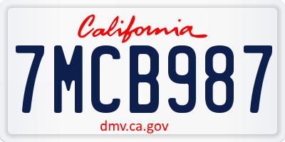 CA license plate 7MCB987