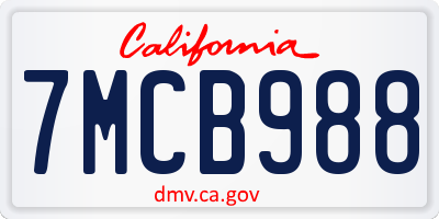 CA license plate 7MCB988
