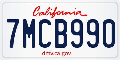 CA license plate 7MCB990