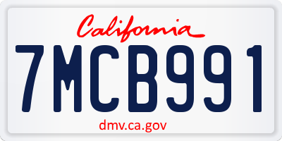 CA license plate 7MCB991