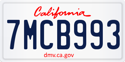 CA license plate 7MCB993