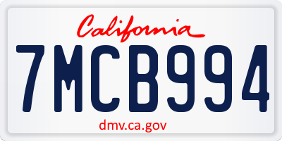 CA license plate 7MCB994