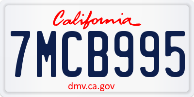 CA license plate 7MCB995
