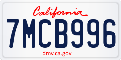 CA license plate 7MCB996