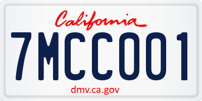 CA license plate 7MCC001