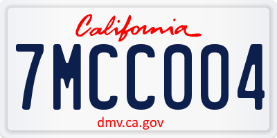 CA license plate 7MCC004