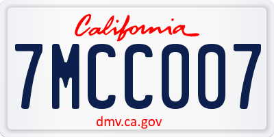 CA license plate 7MCC007