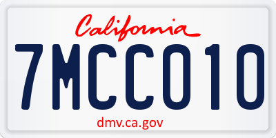 CA license plate 7MCC010