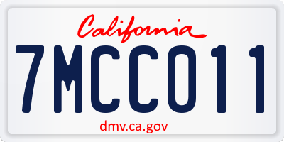 CA license plate 7MCC011