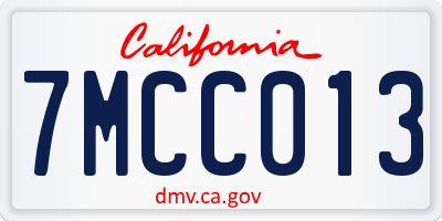 CA license plate 7MCC013