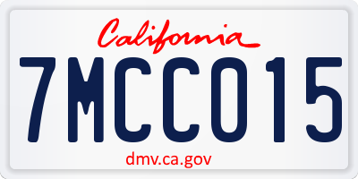 CA license plate 7MCC015