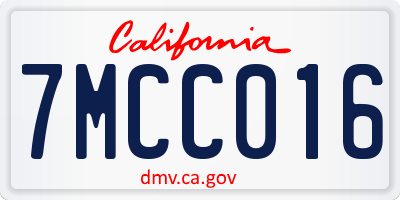 CA license plate 7MCC016