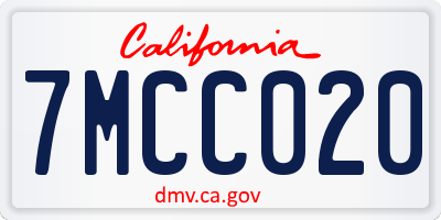 CA license plate 7MCC020