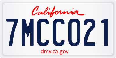 CA license plate 7MCC021