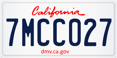 CA license plate 7MCC027