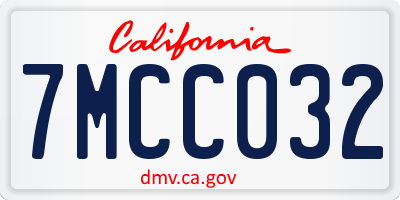 CA license plate 7MCC032