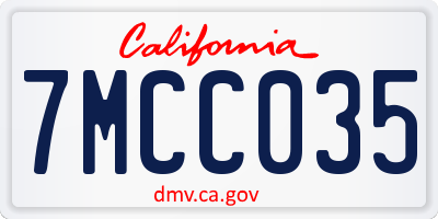 CA license plate 7MCC035