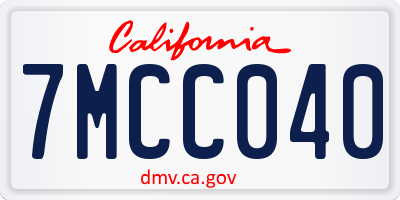 CA license plate 7MCC040