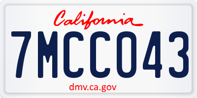 CA license plate 7MCC043