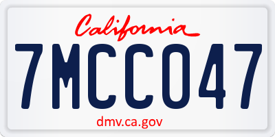 CA license plate 7MCC047