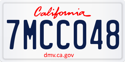 CA license plate 7MCC048
