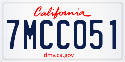 CA license plate 7MCC051