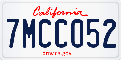 CA license plate 7MCC052