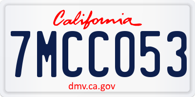 CA license plate 7MCC053