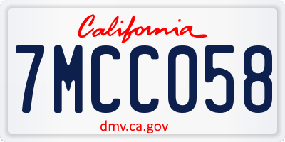 CA license plate 7MCC058
