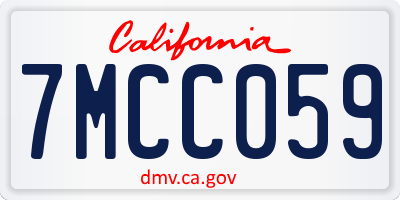 CA license plate 7MCC059