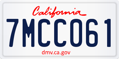 CA license plate 7MCC061