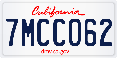 CA license plate 7MCC062