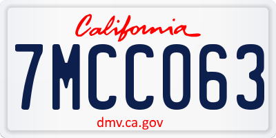 CA license plate 7MCC063