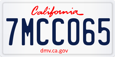 CA license plate 7MCC065