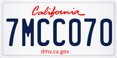 CA license plate 7MCC070