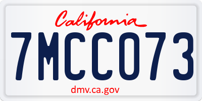 CA license plate 7MCC073