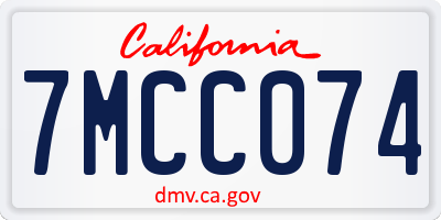 CA license plate 7MCC074