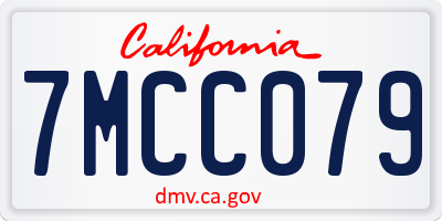 CA license plate 7MCC079