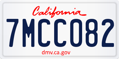 CA license plate 7MCC082