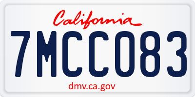 CA license plate 7MCC083