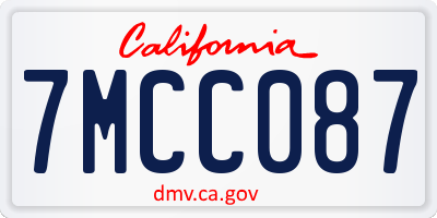 CA license plate 7MCC087