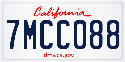 CA license plate 7MCC088
