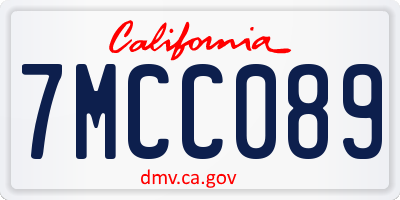 CA license plate 7MCC089