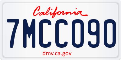 CA license plate 7MCC090