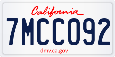 CA license plate 7MCC092