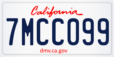 CA license plate 7MCC099
