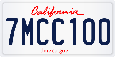CA license plate 7MCC100